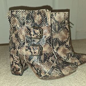 Freebird by Steven Snakeskin Heeled Boots with Buckles